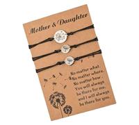 Povanjer Pulseras Mommy And Me,Pulseras a juego madre-hija - Pulsera 3X para hija de parte de la madre, pulsera ajustable para el primer día de escuela, pulsera de