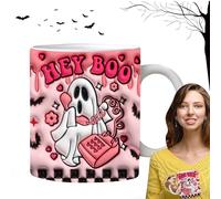 Povanjer Taza fantasma de Halloween, taza fantasma con calabaza - Trick Gold Treat Halloween Ghost Design Tumbler Cup | Taza de café de cerámica de Halloween de 350ML taza de café de calabaza