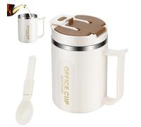Povanjer Taza térmica de acero inoxidable | Taza térmica de acero inoxidable de 500 ml con asa y pajita - Taza de café de viaje, taza de café para uso interior y exterior
