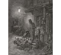 Poverty stricken citizens of Houndsditch East End London. Después de un grabado de Gustave Dore en el libro Londres: una peregrinación de Gustave Dore y Blanchard Jerrold publicado en 1872. Impresión