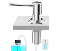 Poveta Dispensador de Jabón para Cocina, Dosificador de Detergente para Fregadero Bajo Encimera, Botella de 300ml, Manguera de 1,2 M, Cobre, Cromo