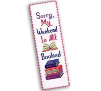 Povitrulya 'All Booked' - Juego de bordado para marcapáginas de bricolaje, kit de punto de cruz para adultos con patrón de papel, lienzo Aida de 16 unidades y hilo dental preclasificado