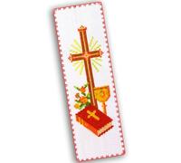Povitrulya 'Holy Cross' Counted Cross Stitch Bookmark Kit - DIY Embroidery Set for Adults with Paper Pattern, 16-Count Aida Canvas and Presorted Floss