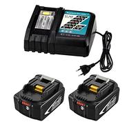 Powayup 2 Piezas 18V Batería Repuesto para Makita 18V Batería + 14.4V-18V 7A DC18RCT Cargador para Makita Batería 18V BL1845B BL1840B BL1835B BL1830B BL1825B BL1820B BL1845 BL1840