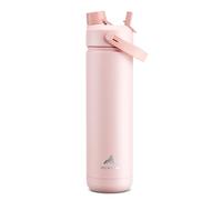 POWCAN Botella de agua aislada de 26 oz con pajita 2 en 1 y tapa con boquilla, mantiene el frío las 24 horas, cabe en el portavasos del automóvil, botella de agua de acero inoxidable (Cotton Candy)