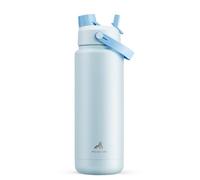 POWCAN Botella de agua aislada de 32 onzas con popote 2 en 1, mantiene el frío 24 horas, a prueba de fugas, sin BPA, botella de acero inoxidable de doble pared