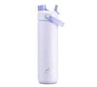 POWCAN Botella de agua térmica de 768 ml/26 oz con pajita y boquilla 2 en 1, mantiene el frío 24 horas, a prueba de fugas, se adapta al portavasos del coche, botella de acero inoxidable (Lupine)