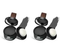 Powder Instantly - Corrector de raíz de cabello resistente al viento y sudor, con espejo y soplo (negro natural) (Paquete de 2)