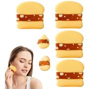 Powder Puff, Makeup Blending, Contouring Sponge, Soft Applicator, 6 Pieces Dry Wet Beauty Tool Cosmetic Set for Setting Concealer Bb Cc Cream Blush Application, Coffee, Yellow