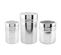 Powder Sugar Shaker, 3 Pieces Powdered Sugar Duster, Stainless Steel Construction, Baking Sifter with Fine Mesh Lid for Cake, Bread, Pancake, Coffee, Kitchen Use, Silver