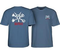 Powell Peralta Camisetas Rat Bones, Azul Pizarra, XL