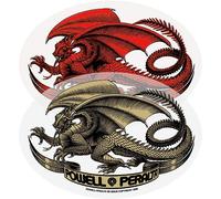 Powell-Peralta - Juego de 2 pegatinas ovaladas, diseño de dragón, color rojo y dorado