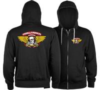 Powell Peralta Winged Ripper - Sudadera con capucha y cremallera, color negro, talla XL