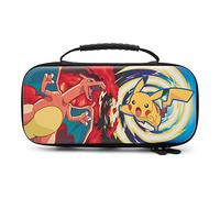 Power A Funda Protectora Nintendo Switch, Switch Lite y Modelo OLED, Funda Protectora rígida con asa de Transporte y Almacenamiento para 9 Tarjetas de Juego, Oficial: Charizard vs. Pikachu Vortex