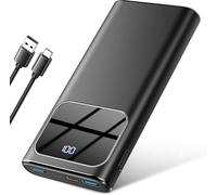 Power Bank, 10000mAh Bateria Externa Carga Rapida, 5V/3A Bateria Portatil con 4 Puertos Salidas y 3 Entradas Compatible con iPhone 16 15 14 13 11 X Pro MAX Samsung S23 S22 Android Tablet etc Largo Li