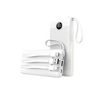 Power Bank 10000mAh con Cables Integrados, VEEKTOMX Bateria Externa Carga Rapida, Bateria Portatil Powerbank Viaje Cargador Portatil 5 Salidas y 2 Entradas Compatible con iPhone/Samsung/Android