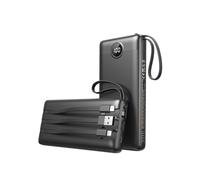 Power Bank 20000mAh con Cables Integrados, VEEKTOMX Bateria Externa Carga Rapida, Bateria Portatil Powerbank Viaje Cargador Portatil 5 Salidas y 2 Entradas Compatible con iPhone/Samsung/Android