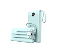 Power Bank 20000mAh con Cables Integrados, VEEKTOMX Bateria Externa Carga Rapida, Bateria Portatil Powerbank Viaje Cargador Portatil 5 Salidas y 2 Entradas Compatible con iPhone/Samsung/Android