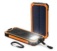 Power Bank 20000mAh Solar Waterproof Powerbank Mobile Charger con luz de Camping Batería Externa Actividades al Aire Libre, Naranja