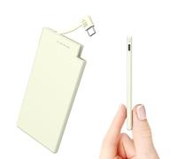 Power Bank 5000mAh con Cable Tipo-C Incorporado | Auskang Batería Externa Portátil Ultra Delgada y Ligera | Cargador Portatil para iPhone, Samsung, Xiaomi, Sony - Blanco