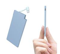 Power Bank 5000mAh con Cable Tipo-C Incorporado | Auskang Batería Externa Portátil Ultra Delgada y Ligera | Cargador Portatil para iPhone, Samsung, Xiaomi, Sony - Azul