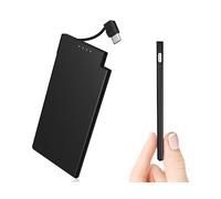 Power Bank 5000mAh con Cable Tipo-C Incorporado | Auskang Batería Externa Portátil Ultra Delgada y Ligera | Cargador Portatil para iPhone, Samsung, Xiaomi, Sony - Negro