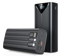 Power Bank 59800mAh, 45W PD 3.0A USB C Bateria Externa Carga Rapida con 4 Cable Integrado, 7 Port (4 USB & 2 Type-c & Micro), Pantalla Digital, Ligero, Cargador Portátil para Teléfono