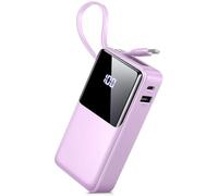 Power Bank Bateria Externa 10000mAh, 3A Carga Rapida Bateria Portatil USB-C in&out con 3 Salidas, Cargador Portatil con Cable Integrado para iPhone 11/15/12/13/14/16, xiaomi, Samsung, Tabletas y más