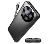 Power Bank Bateria Externa 10000mAh, 3A Carga Rapida Bateria Portatil USB-C in&out con 4 Salidas, Cargador Portatil con Cable Integrado para iPhone 11/15/12/13/14/16, xiaomi, Samsung, Tabletas y más