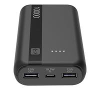 Cellularline - Power Bank 10.000 - Capacidad: 10.000 mAh - Entrada: 1 x USB-C 10.5W - Salida: 1xUSB 12W - Celdas: Li-Ion Battery - LED Luminosos Indican Carga restante - Negro