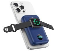 Power Bank Magnético para MagSafe, 10800mAh Bateria Externa Inalámbrica QC4.0+PD 22,5W USB C Carga Rapida Bateria Portatil con Pantalla LCD Powerbank para Apple Watch/iPhone 16/15/14/13/12 Series-Azul