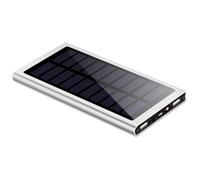 Power Bank, PowerBank, 50000Mah Solar Ultra-Thin Mobile Dual USB Phone Charger Flashlight Powerbank Portable, Silver