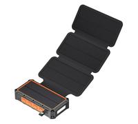 Power Bank Solar Portátil - Power Bank con manivela integrada y luz LED - Alarma SOS, brújula y carga inalámbrica para hombre y mujer