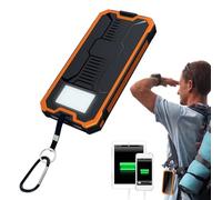 Power Bank solar, Power Bank con carga rápida | 10000 mAh con carga inalámbrica, linterna y cargador rápido para viajes, excursiones y camping