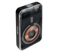 Power Bank Wireless 10000 mAh, pantalla LED, 3 puertos USB + carga inalámbrica 5 W, cables integrados Type-C/Lightning/USB-A, negro