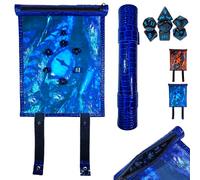 POWER BEAST Dungeon 2 en 1 Bolsa para Dados Dragon + Tablero y Bandeja rol Enrollable + Juego de 7 Dados rol, D&D, Juegos de Mesa, Dungeons and Dragons, Dragones y Mazmorras, DND, RPG. (DRAGONHIELO)