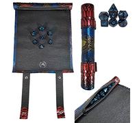 POWER BEAST Dungeon 2 en 1 Bolsa para Dados + Tablero y Bandeja rol Enrollable + Juego de 7 Dados, D&D, Juegos de Mesa, Dungeons and Dragons, Dragones y Mazmorras, DND