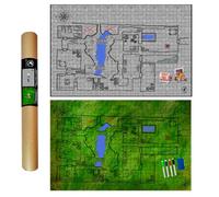 POWER BEAST Dungeon 2X Grid Game Mat + Rotuladores y Borrador + Cofres, Mapa Juego rol, D&D, Dragones y Mazmorras, Tablero rol y Juegos de Mesa, Dungeons and Dragons, DND, RPG, Dungeon Master.