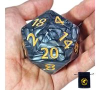 Power Beast Dungeon Dado Gigante D20 de 55mm + Bolsa para Dados, Dado Grande para Dungeons and Dragons, Dados Poliedricos, Dados de rol, D&D, Dragones y Mazmorras, DND, Pathfinder.