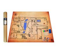 POWER BEAST Dungeon Grid Game Mat + Rotuladores y Borrador + Cofres, Mapa Juego rol, D&D, Tablero rol y Juegos de Mesa, Dungeons and Dragons, DND, RPG, Juegos de rol.