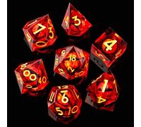 Power Beast Dungeon Set 7 Dados Poliedricos con Ojo de Dragon Rojo Giratorio, Dados de rol, Set de Dados, D&D, DND, Dungeons and Dragons, Dragones y Mazmorras, Dungeon Master.