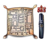 Power Beast Dungeon Tablero y Bandeja para Tirar Dados con Mapa + Juego de 7 Dados Rol, D&D, Tapete, Dungeons and Dragons, Dragones y Mazmorras, DND, Poliedricos