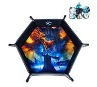 Power Beast Dungeon Tablero y Bandeja para Tirar Lanzar Dados Mago y Dragon + Juego de 7 Dados rol, D&D, Tapete para Dados, Dungeons and Dragons, Dragones y Mazmorras, Dungeon Master.