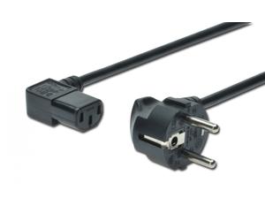 Power Cord, CEE 7/7 (Typ-F) - C13, 90ø angled M/F, 1.8m, H05VV-F3G 0.75qmm, black