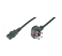 Power Cord, UK plug, 90ø angled - C13 M/F, 1.8m, H05VV-F3G 0.75qmm, fuse 5A, black