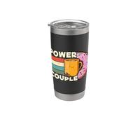 Power Couple Retro Delicious Pasteles Café & Donuts Vaso térmico de acero inoxidable de doble pared