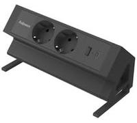 Regleta Fellowes 100137182 2 Tomas Tipo F 1 USB-A 1 USB-C 2 m Negra