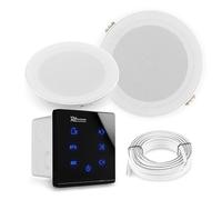 Power Dynamics A50B - Sistema de Sonido para baño con Altavoces IPX5, Amplificador Empotrado con Bluetooth, Pantalla táctil, Mando a Distancia, USB, microSD y diseño Elegante