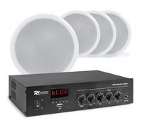 Power Dynamics Pack 4 Altavoces Techo - Altavoz de Techo 5" Color Blanco | Sistema 100V y Bluetooth incorporados, cable incluido, fácil de instalar, apto para uso continuo, para oficinas y salas