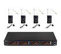 Power Dynamics PD504B Sistema UHF con 4 Diademas | 4 petacas, transmisión digital, 50 canales UHF, salidas XLR independientes